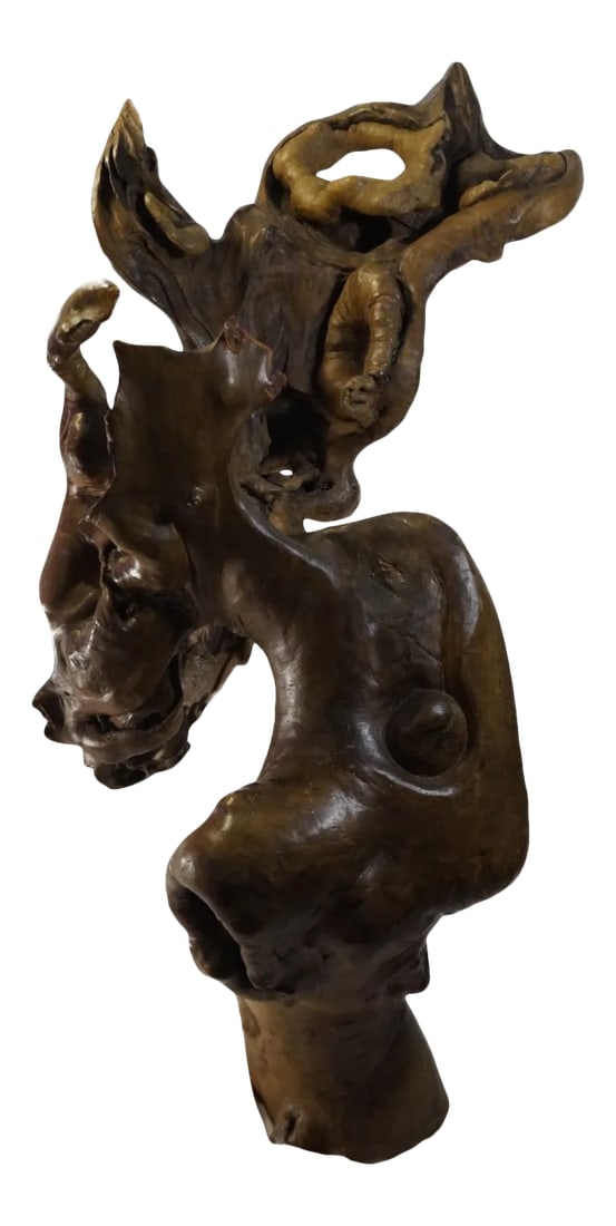 Late 20th Century Natural Tree Root Sculpture From Southwest China: Nature produces beautiful sculptures. Provinces in Southwest China, especially in Guangxi and Southern Yunnan have low mountain formations and of rock cliffs. These regions, especially those under the
