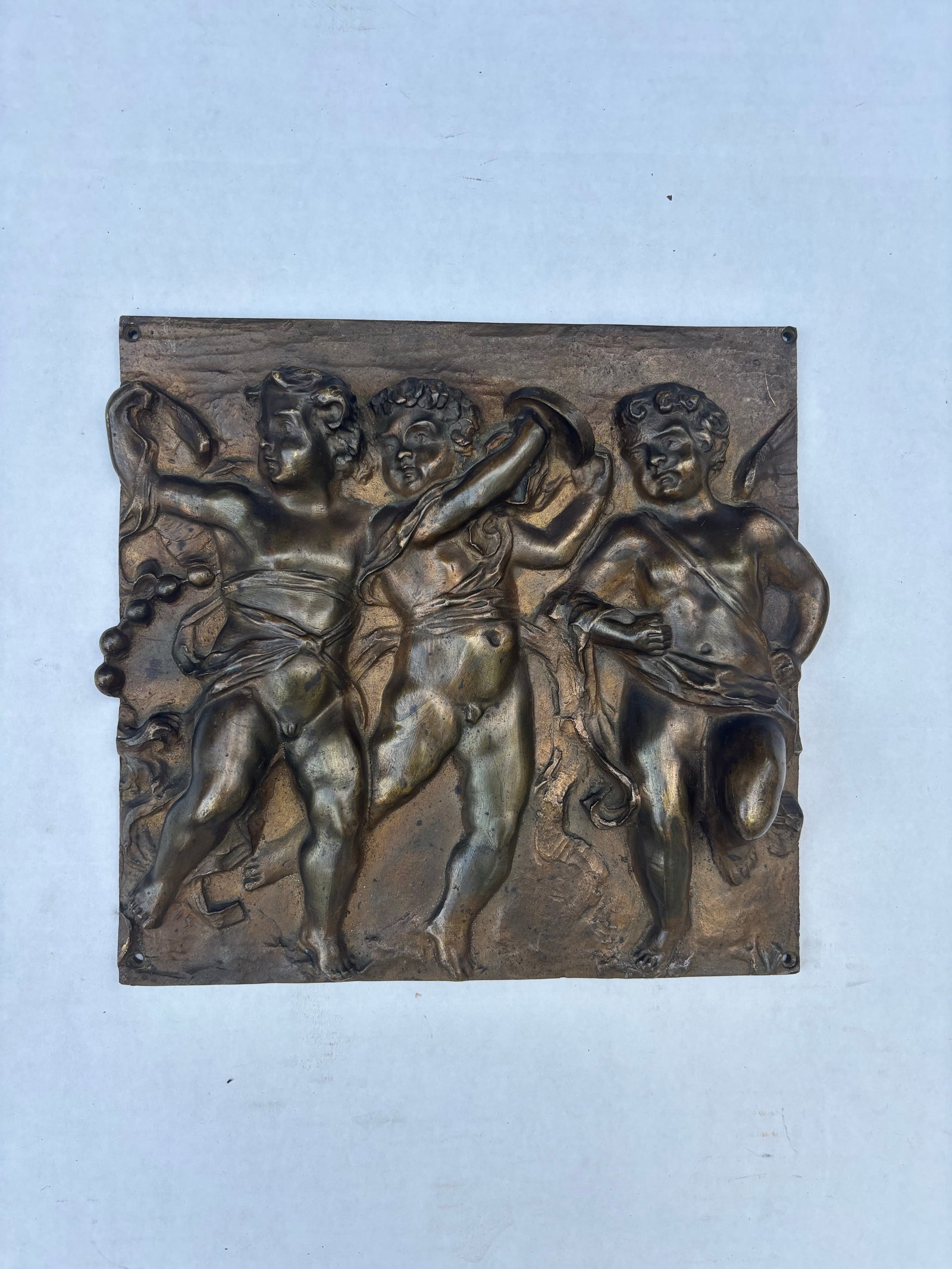 A Pair of French 19th Century Louis XVI St. Patinated Bronze Wall Plaques in the Manner of Clodion - 2