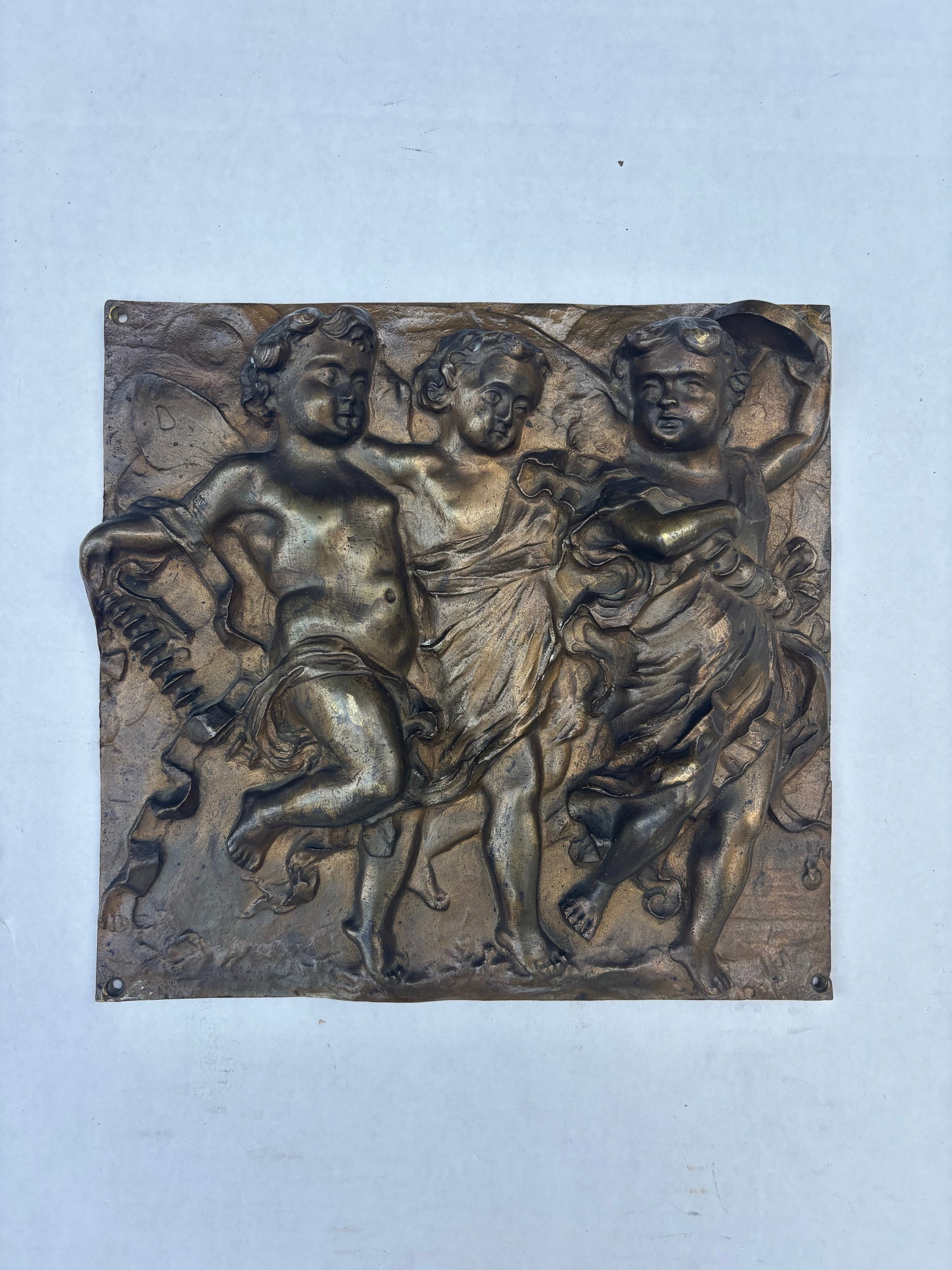 A Pair of French 19th Century Louis XVI St. Patinated Bronze Wall Plaques in the Manner of Clodion - 4