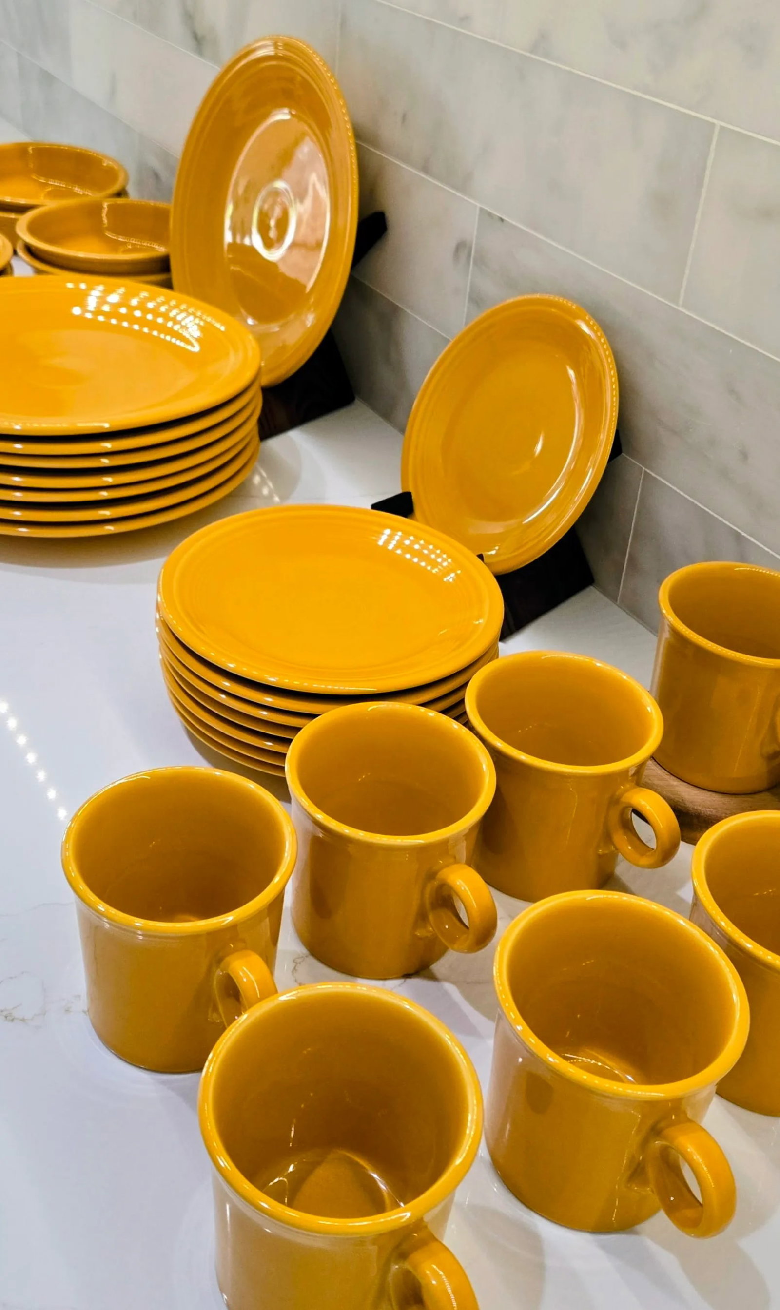 Fiesta Marigold 75th Anniversary Dinnerware Set - Service for 8, Dinner Plates, Salad Plates, Cups & - 14