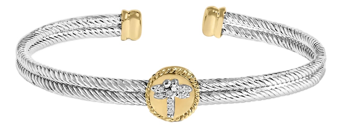 18K Yellow Gold Plated .925 Sterling Silver Diamond Accent Dragonfly Medallion Bangle Bracelet (I-J: Enchant your senses with the ethereal beauty of our charming bracelet, where whimsy and elegance entwine. This exquisite piece is masterfully crafted from rhodium-plated .925 sterling silver,