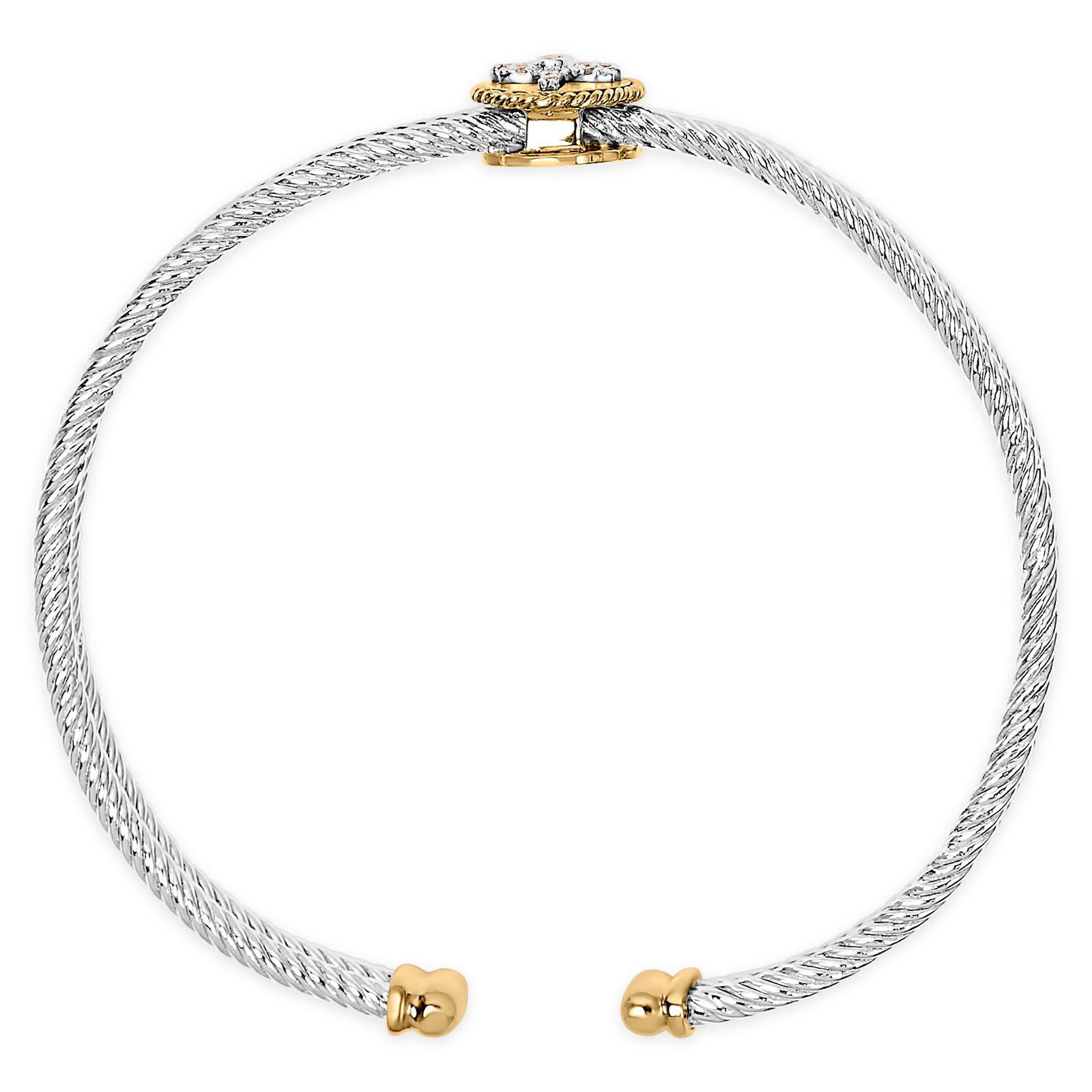 18K Yellow Gold Plated .925 Sterling Silver Diamond Accent Dragonfly Medallion Bangle Bracelet (I-J - 3