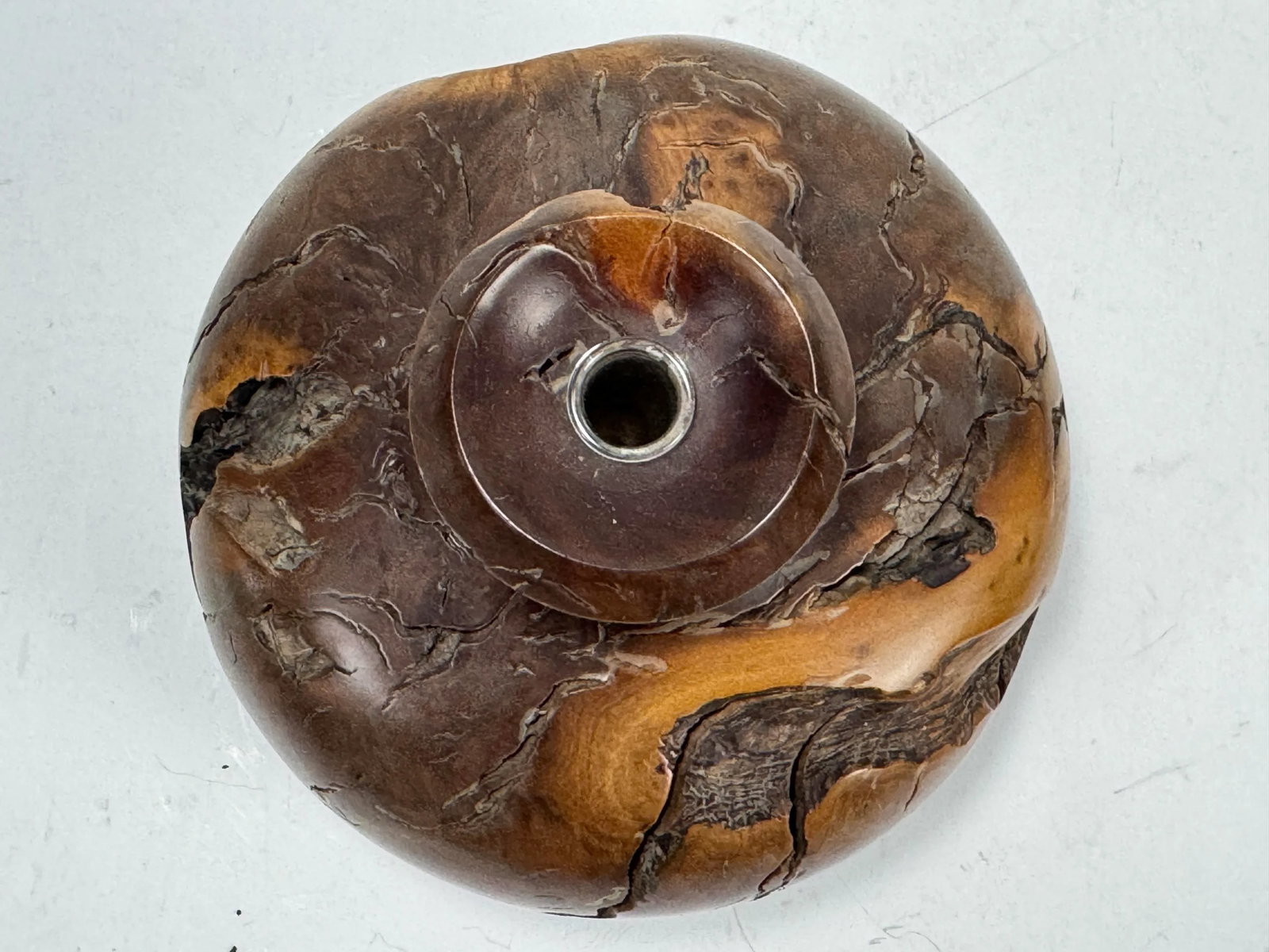 Mid Century Modern Hand Crafted Rustic Burl Wood Bud Vase. - 3