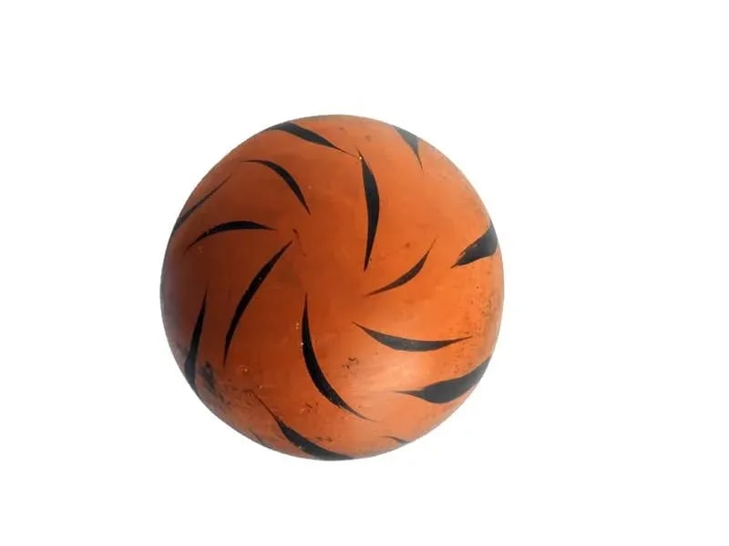 1980s Hand Painted Large Fired Clay Orbs With Tiger Print - Set of 3 - 11