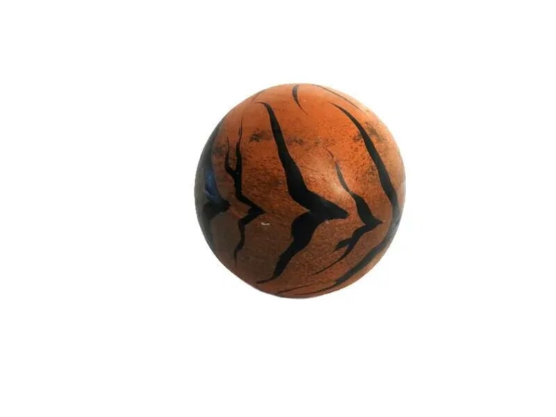 1980s Hand Painted Large Fired Clay Orbs With Tiger Print - Set of 3 - 9