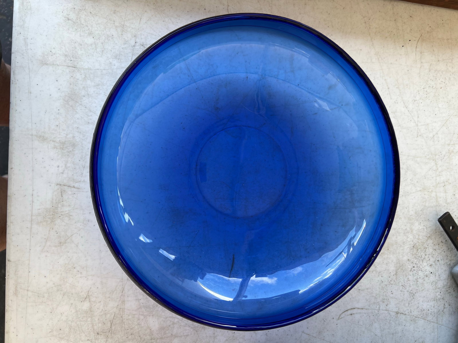 Vintage Large Cobalt Blue Glass Bowl for Serving or Decoration - 4