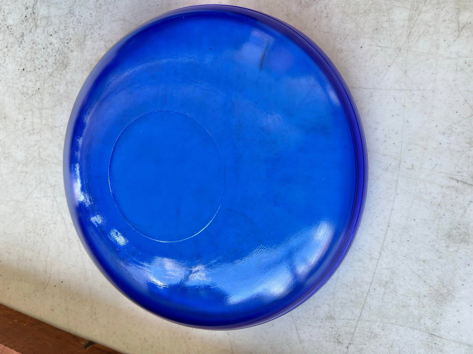 Vintage Large Cobalt Blue Glass Bowl for Serving or Decoration - 7