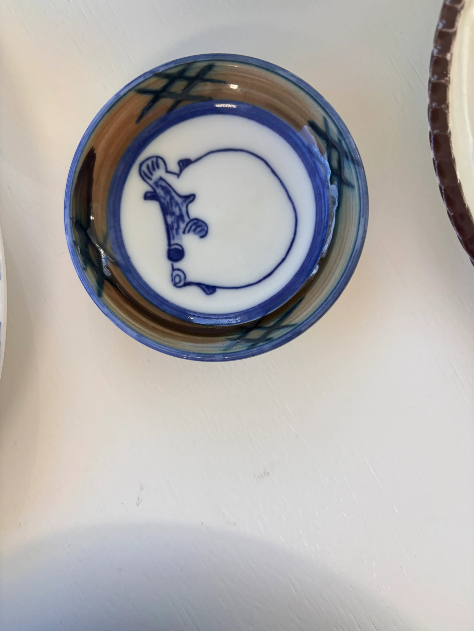 Olive and Navy Blue Chinoiserie Flowers and Borders Wall Plate Curation-Set of 9 - 10