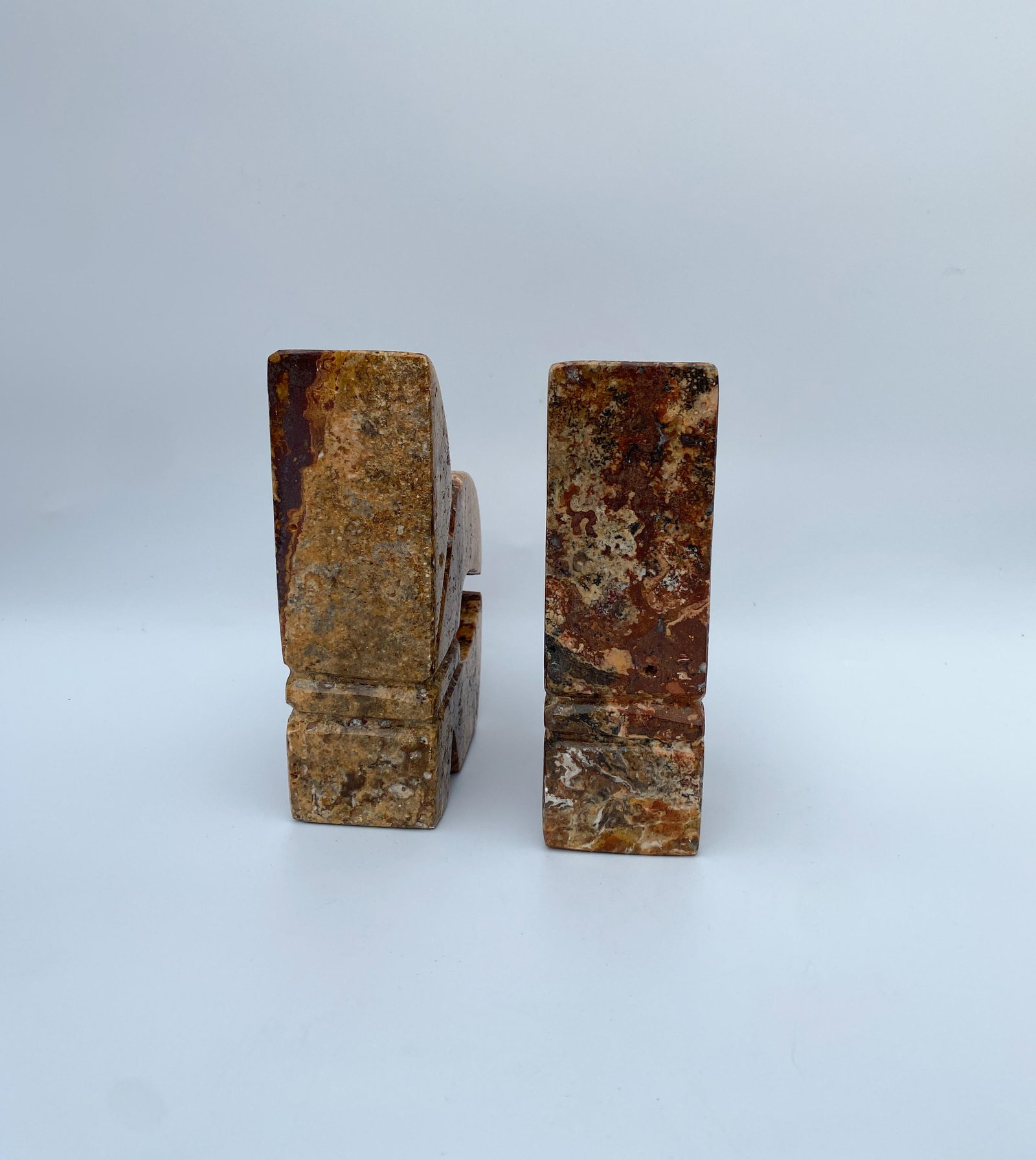 1960s Pair of Italian Marble Stone Fleur De Lis Bookends - 3