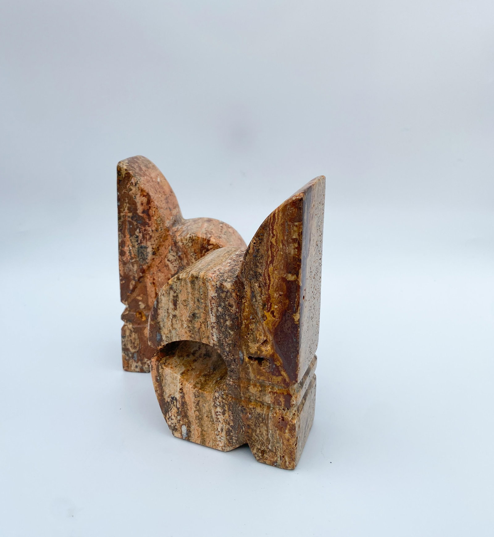1960s Pair of Italian Marble Stone Fleur De Lis Bookends - 4