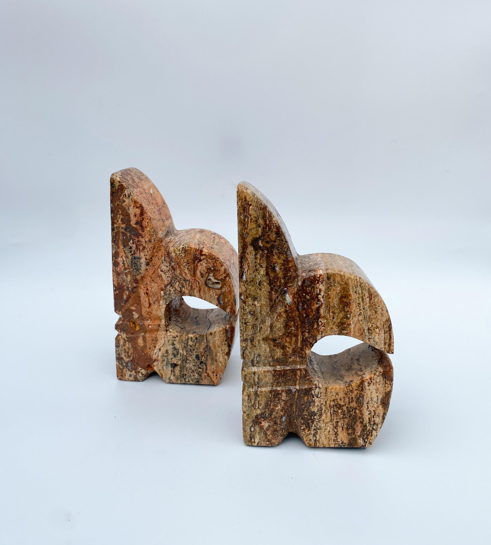 1960s Pair of Italian Marble Stone Fleur De Lis Bookends - 5