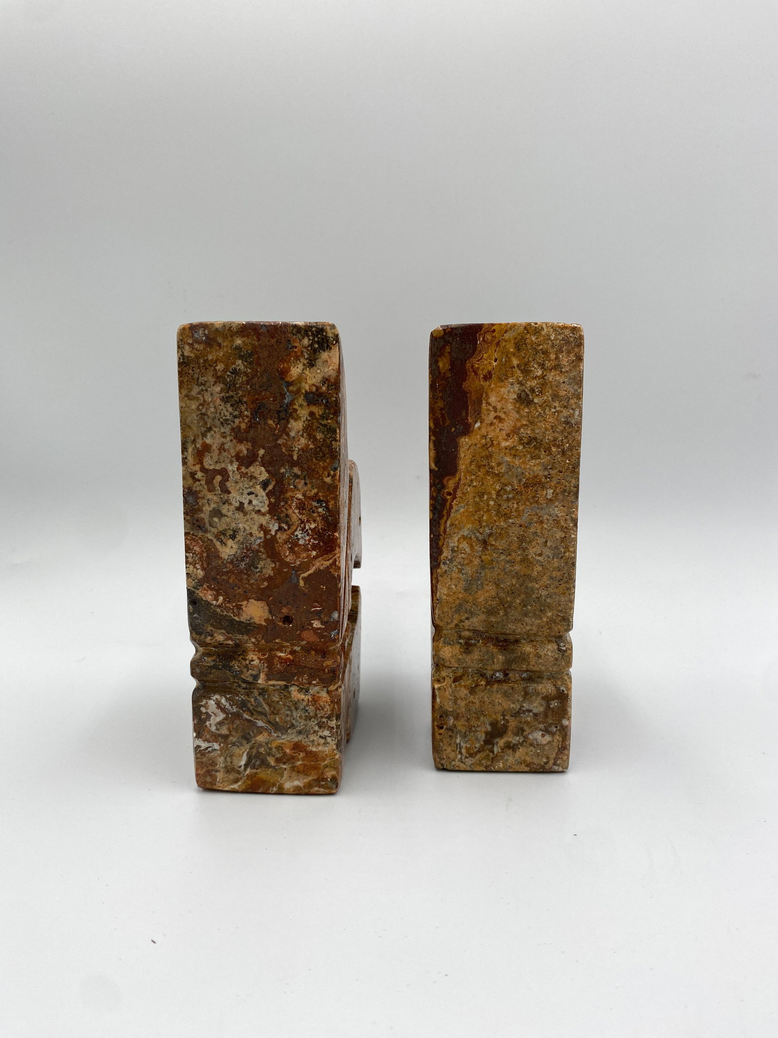 1960s Pair of Italian Marble Stone Fleur De Lis Bookends - 6