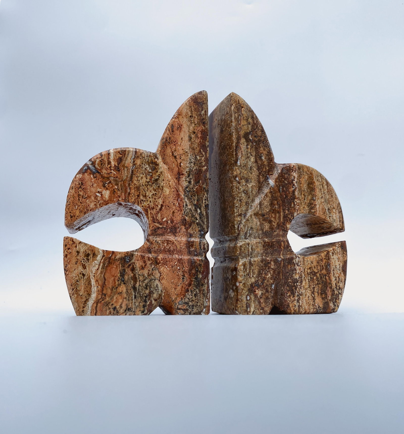 1960s Pair of Italian Marble Stone Fleur De Lis Bookends - 8