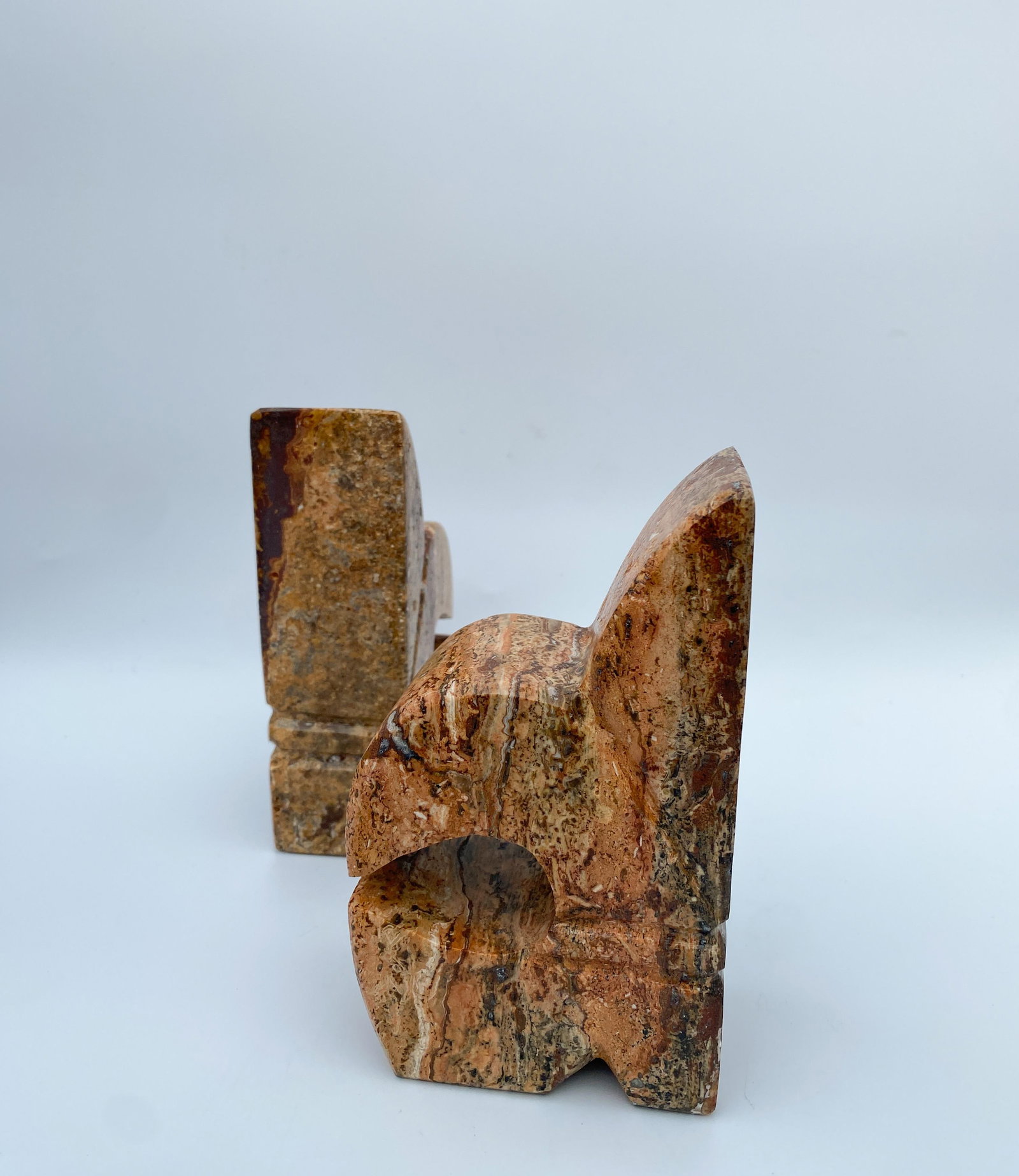 1960s Pair of Italian Marble Stone Fleur De Lis Bookends - 9
