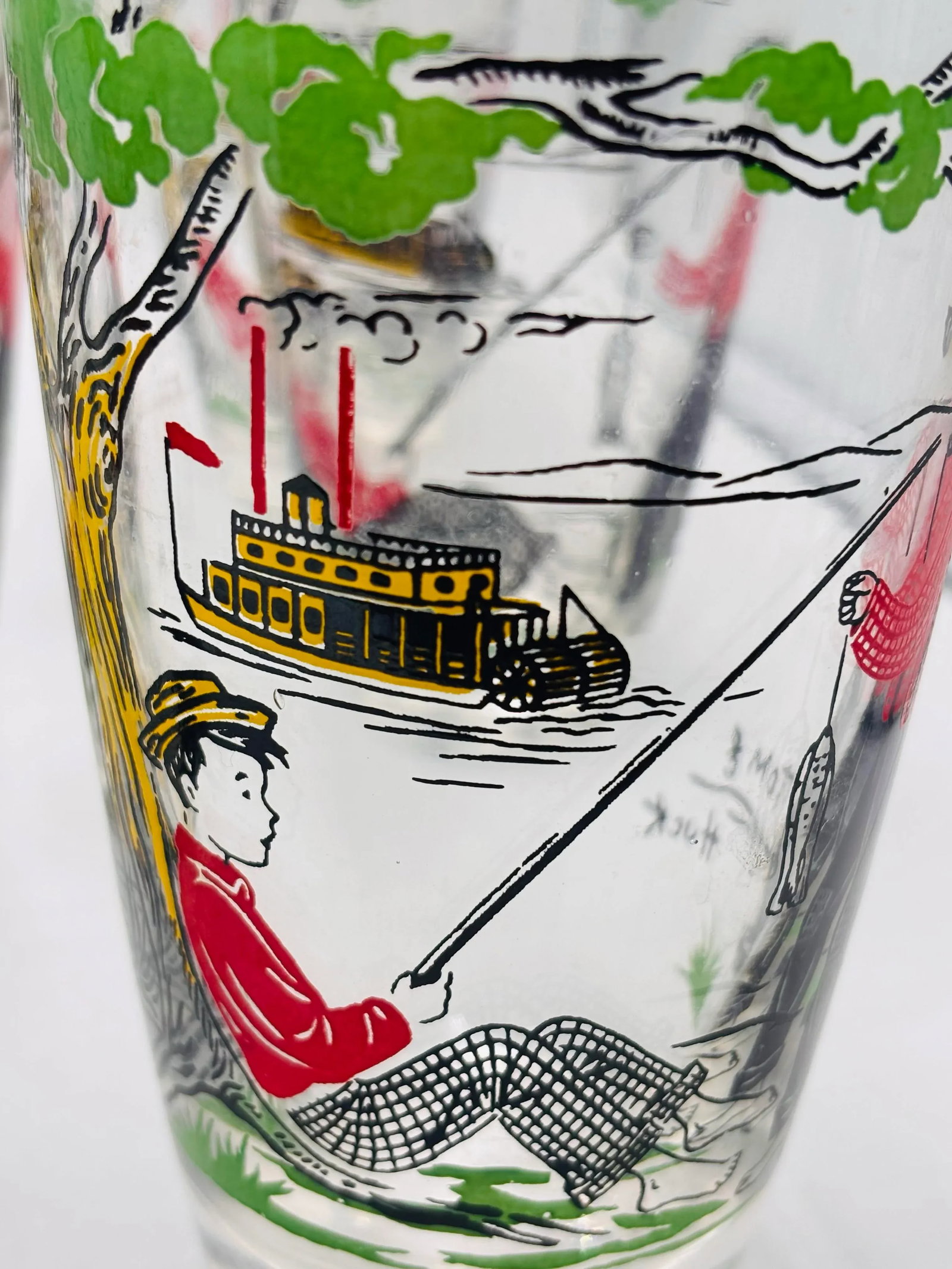 1950s Vintage Libbey Glass Co. Tom & Huck Finn Drinking Glasses - Set of 8 - 4