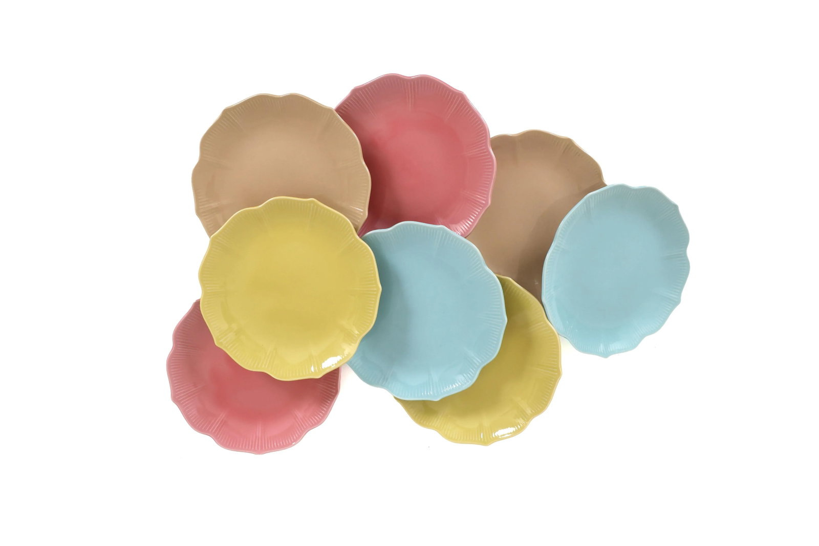 Mid Century Modern Lotus Plates and Bowls in Pastel Colors - Set of 27 - 11