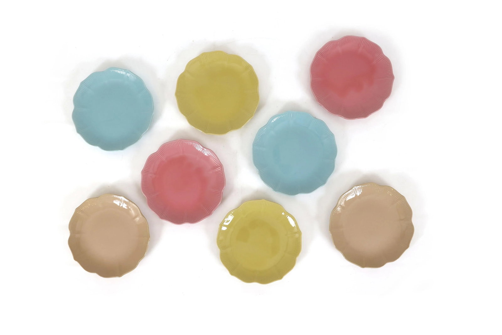 Mid Century Modern Lotus Plates and Bowls in Pastel Colors - Set of 27 - 12