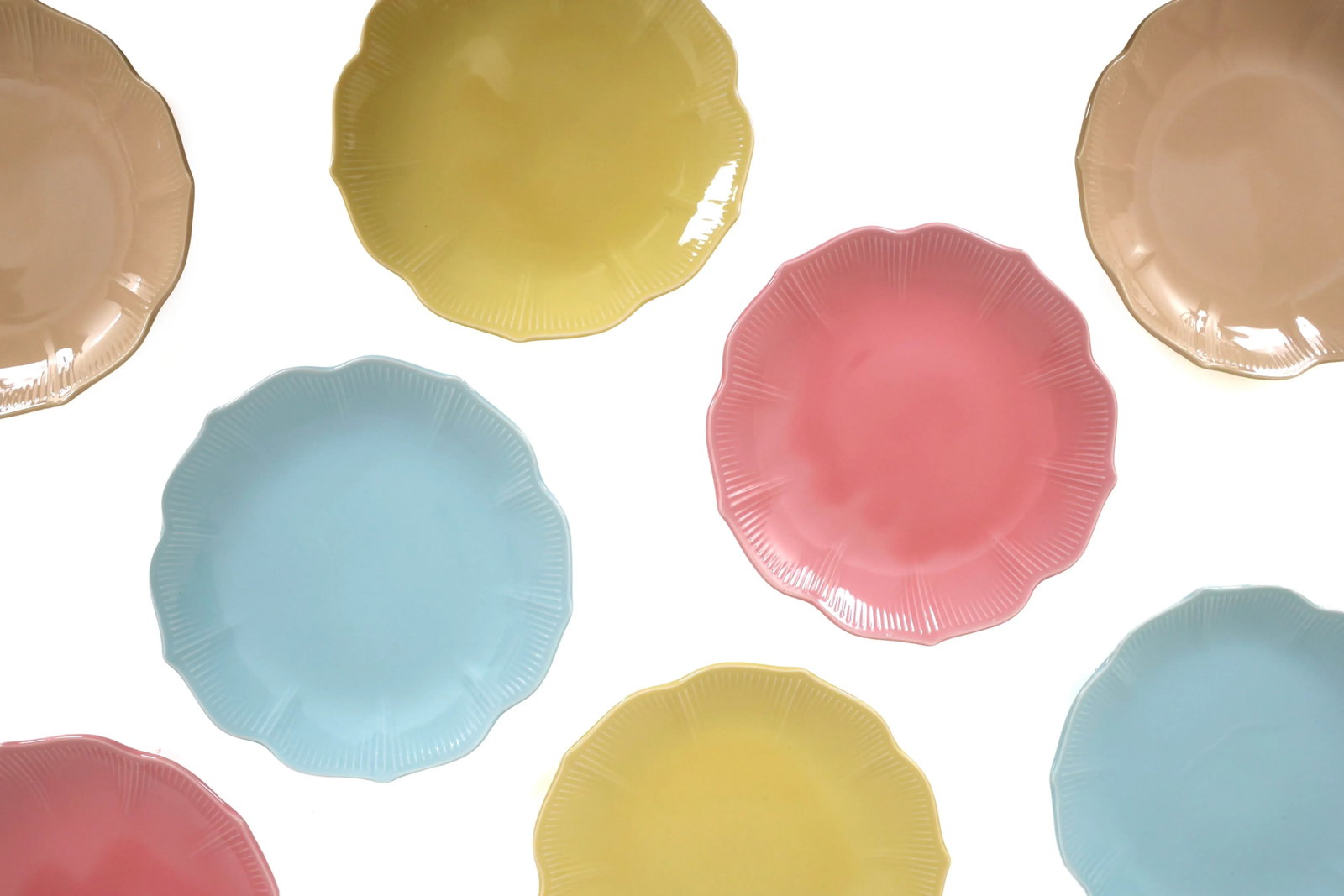 Mid Century Modern Lotus Plates and Bowls in Pastel Colors - Set of 27 - 13