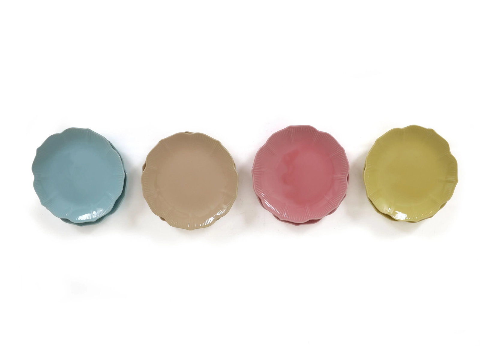 Mid Century Modern Lotus Plates and Bowls in Pastel Colors - Set of 27 - 14