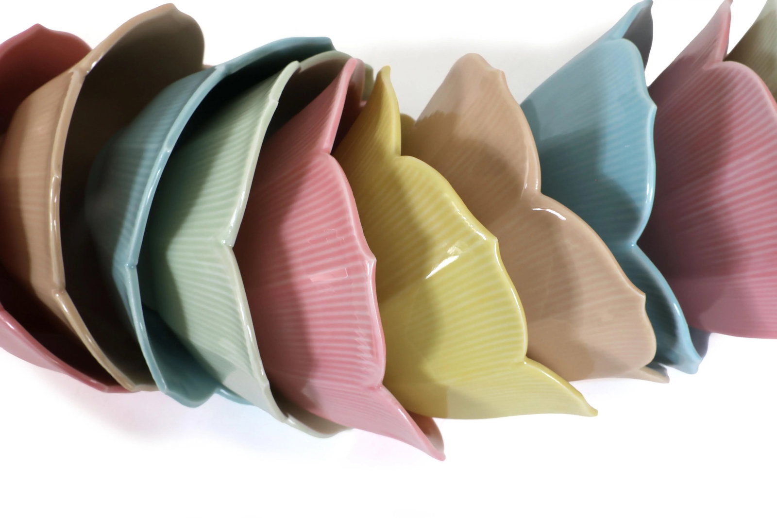 Mid Century Modern Lotus Plates and Bowls in Pastel Colors - Set of 27 - 6
