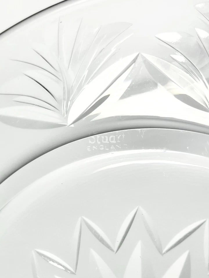 1950s Stuart Crystal "Aragon" Set of 8 Salad or Luncheon Plates - 6