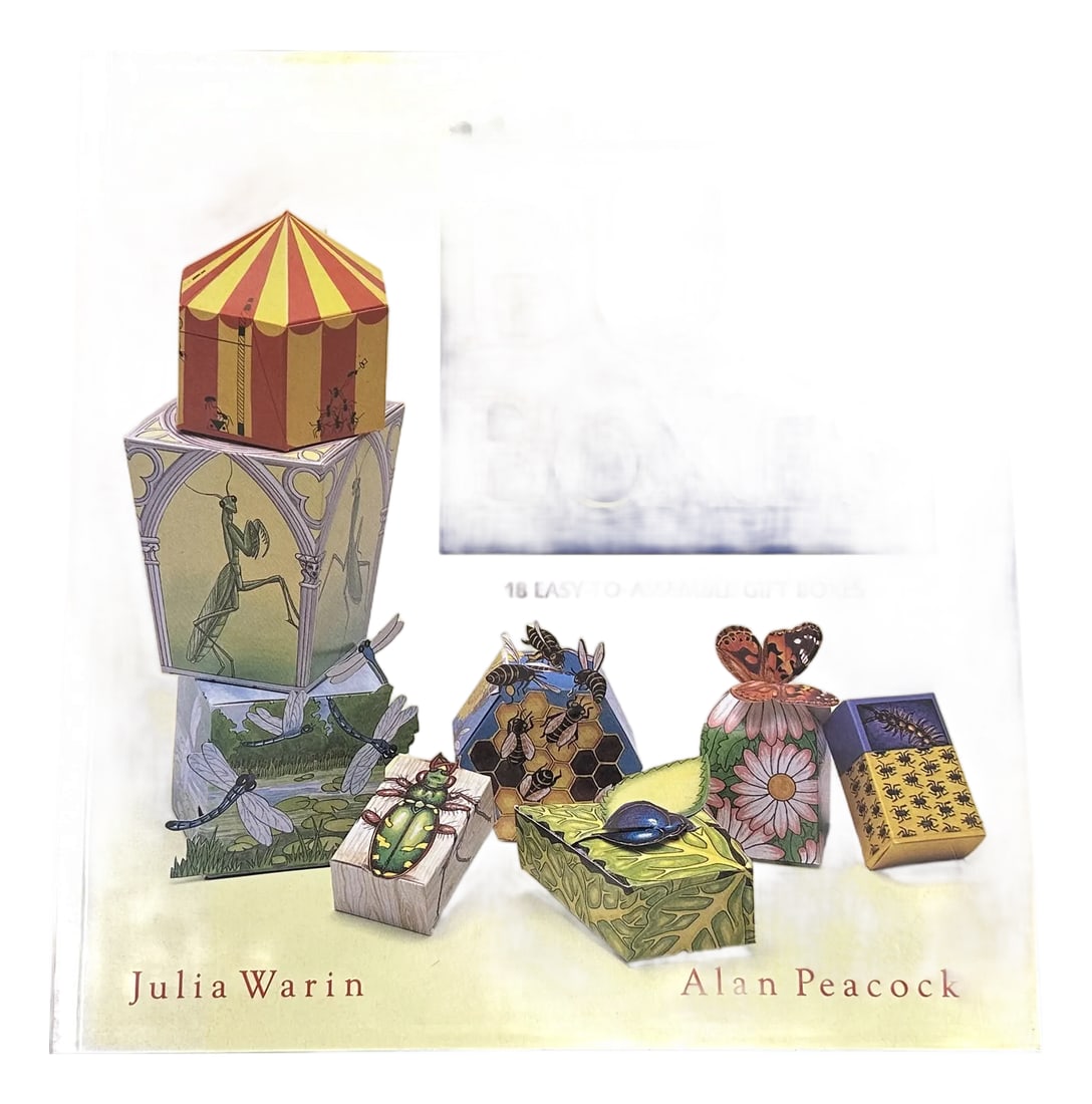 Decorative Folding Gift Boxes With Insect Designs: Unused and complete, this Bug Boxes book has eighteen paper engineered containers that can be punched out and assembled into decorative boxes. Bug Boxes - Easy to Assemble Gift Boxes by Julia Warin &