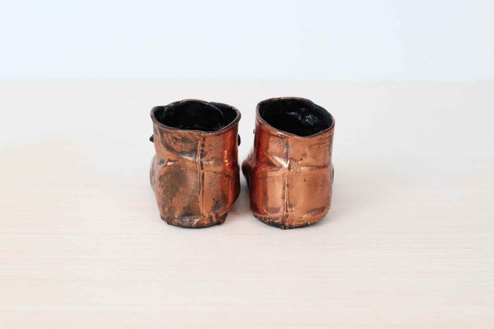 Mid-Century Copper Bronzed Baby Shoes, Vintage Nursery Decor - 11