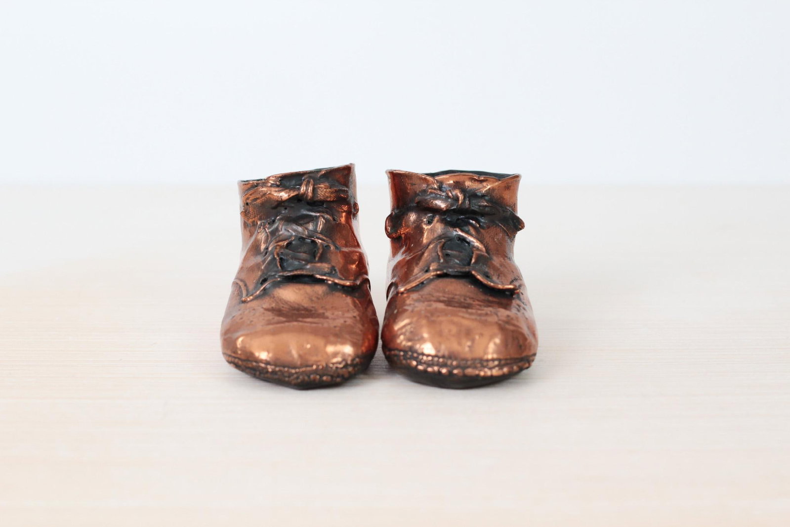 Mid-Century Copper Bronzed Baby Shoes, Vintage Nursery Decor - 12