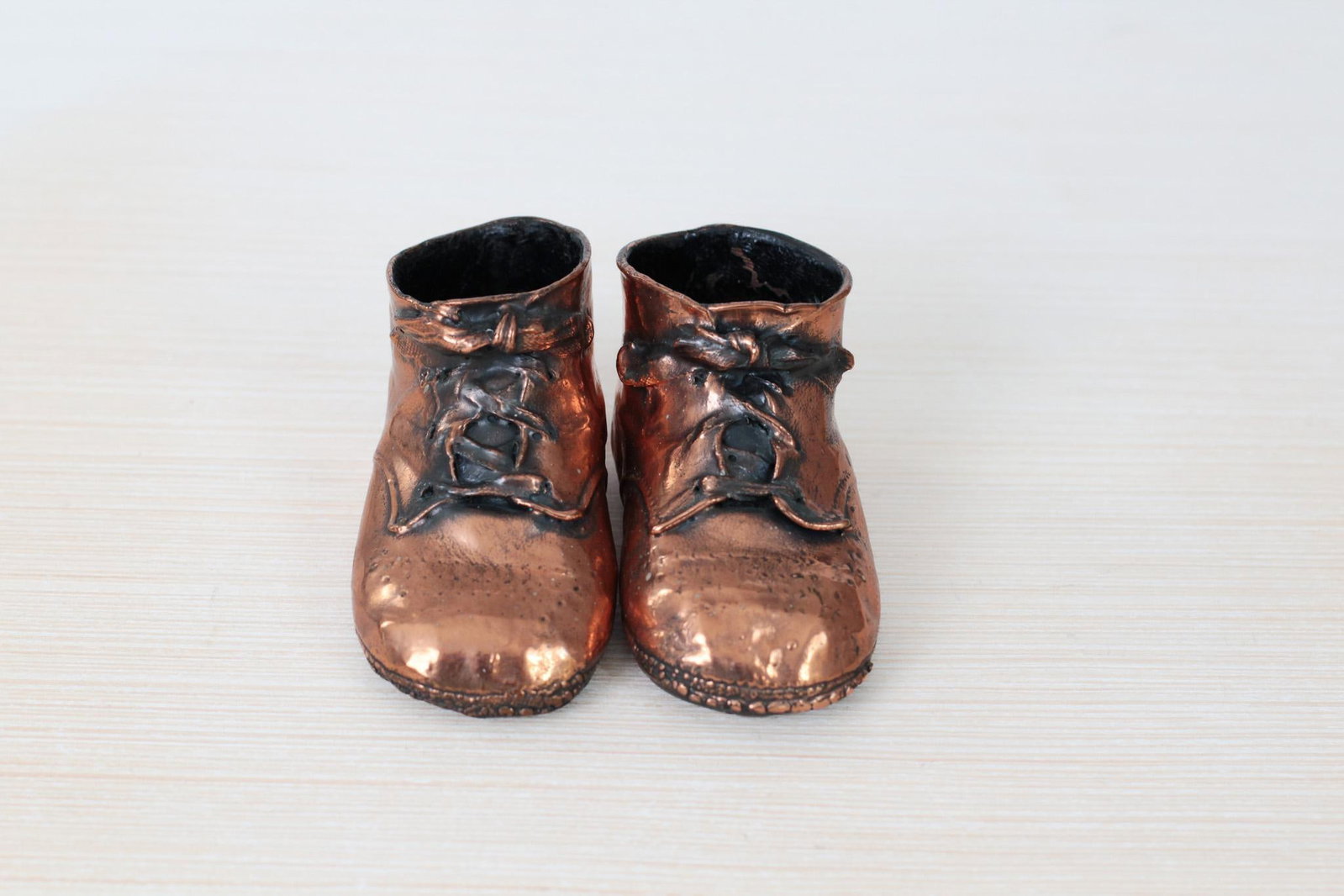 Mid-Century Copper Bronzed Baby Shoes, Vintage Nursery Decor - 13