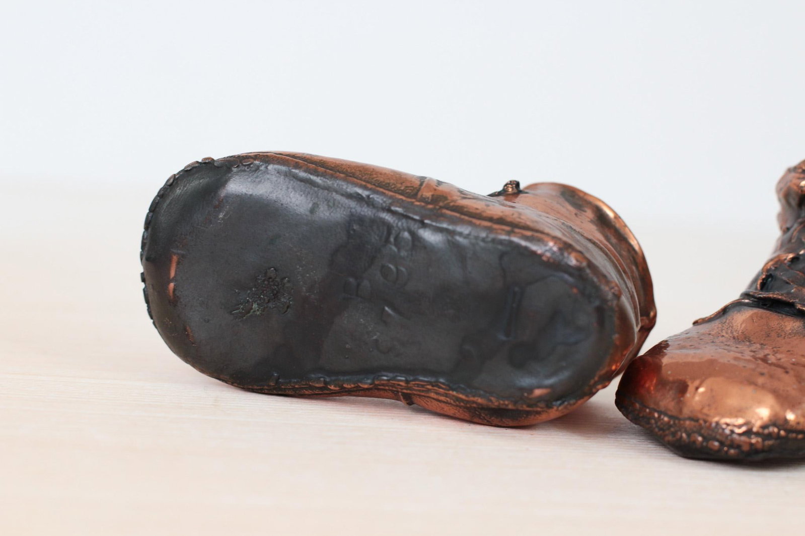 Mid-Century Copper Bronzed Baby Shoes, Vintage Nursery Decor - 15