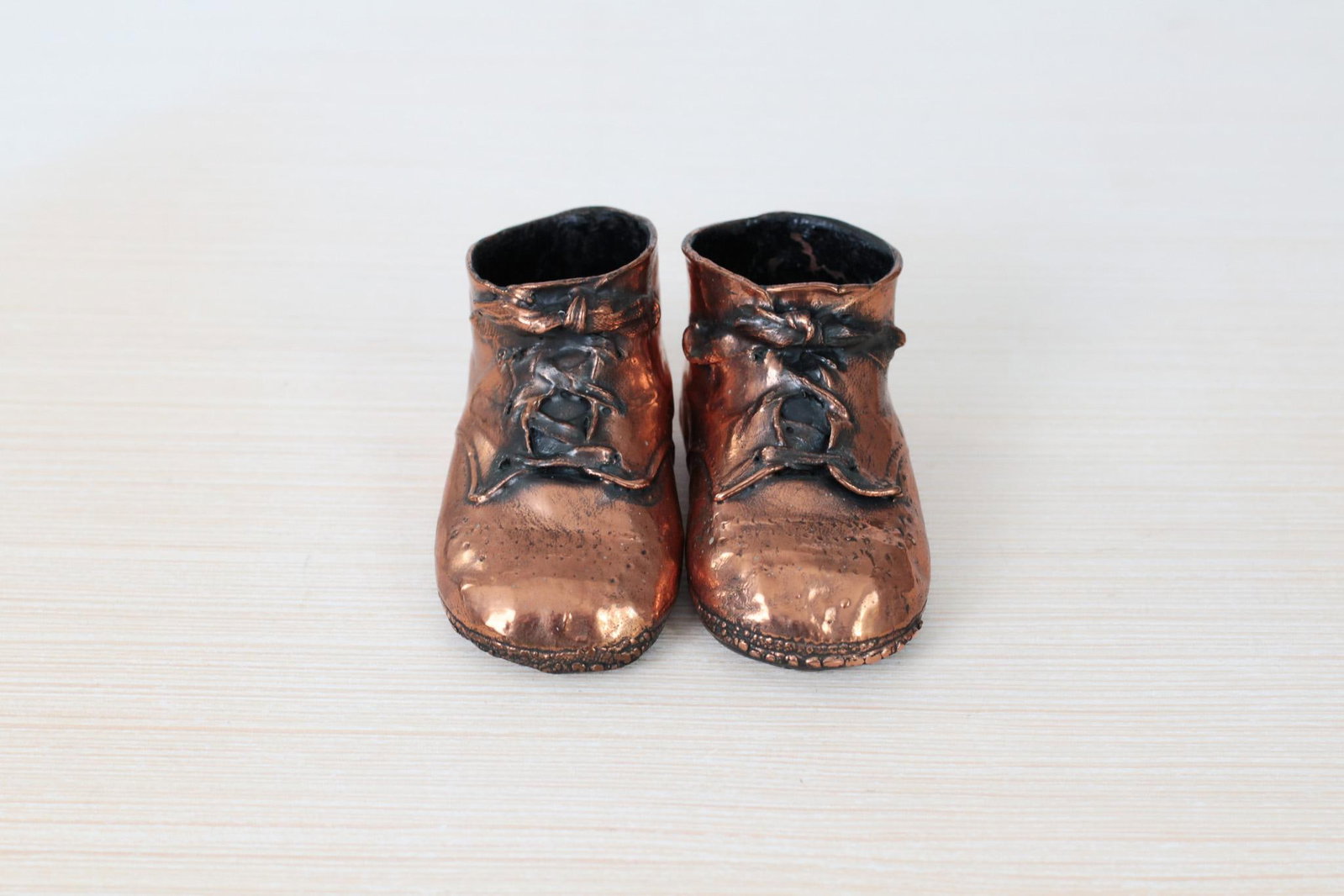 Mid-Century Copper Bronzed Baby Shoes, Vintage Nursery Decor - 16