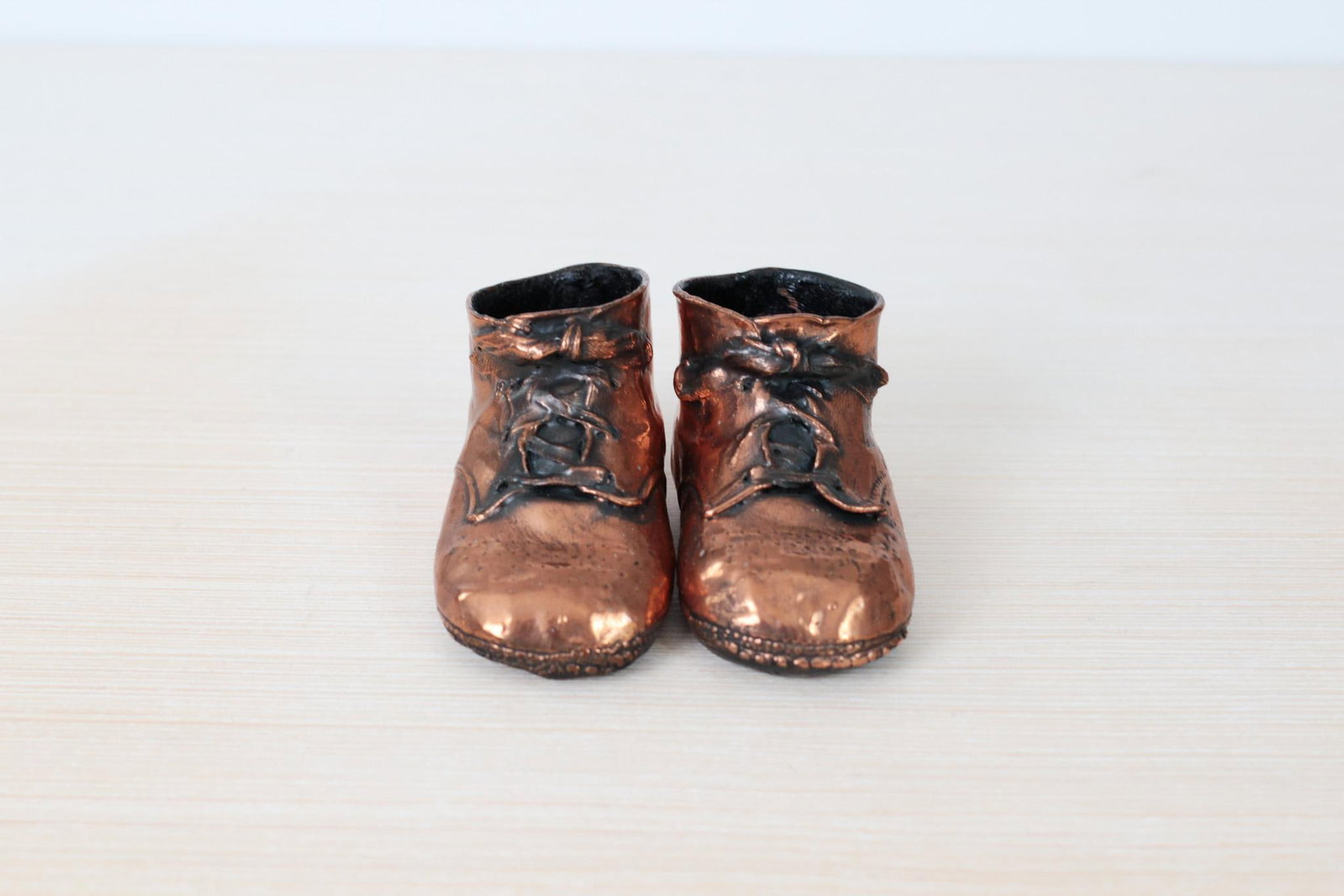 Mid-Century Copper Bronzed Baby Shoes, Vintage Nursery Decor - 17