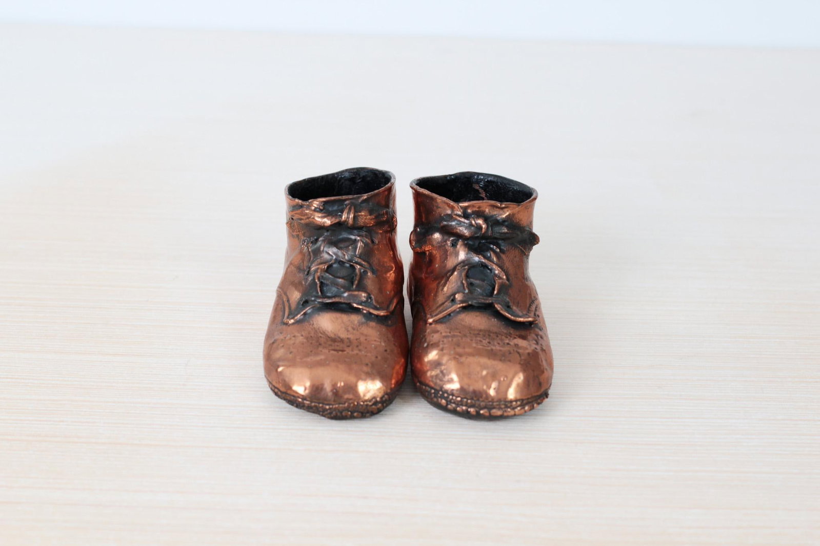 Mid-Century Copper Bronzed Baby Shoes, Vintage Nursery Decor - 18