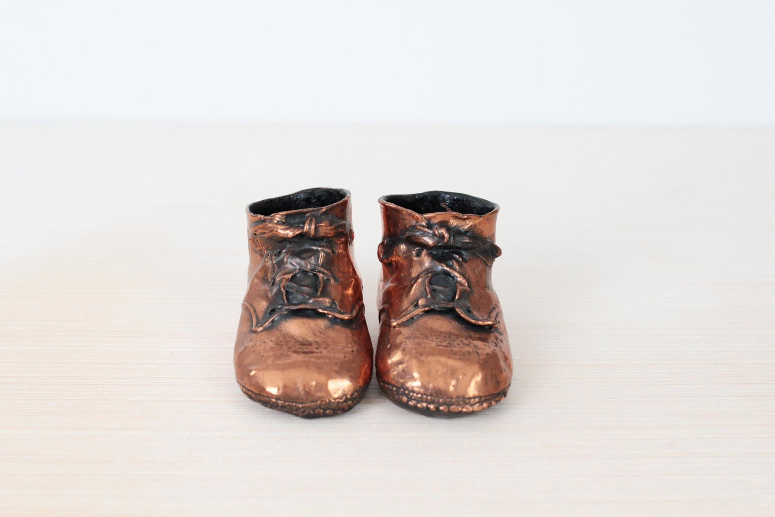 Mid-Century Copper Bronzed Baby Shoes, Vintage Nursery Decor - 6