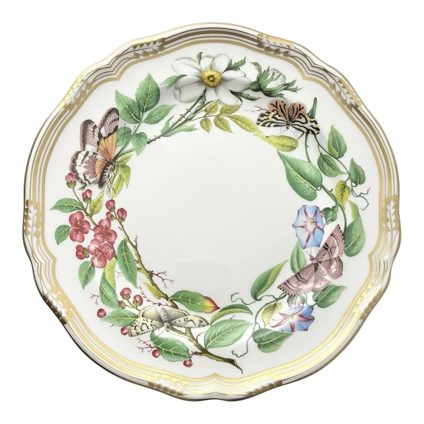 2000s Spode "Butterfly Garden" Single Bone China Salad Plate: 2000s Spode "Butterfly Garden" Single Bone China Salad Plate 7.75" England Y8063 Excellent condition. Never used. No chips, cracks, or fleabites. Length 7 3/4" Height 3/4" Circa 2000s Condition: