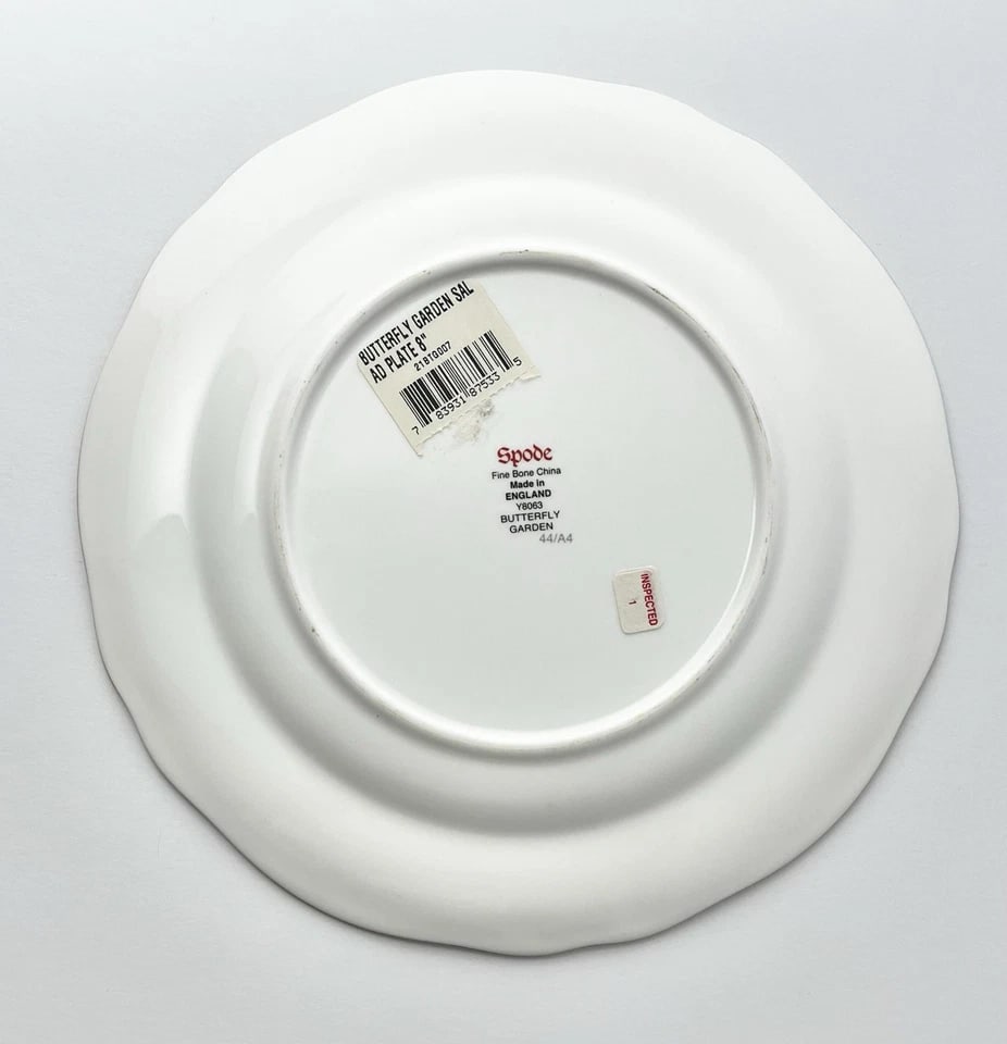 2000s Spode "Butterfly Garden" Single Bone China Salad Plate - 3