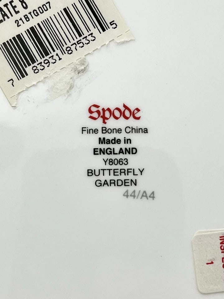 2000s Spode "Butterfly Garden" Single Bone China Salad Plate - 4