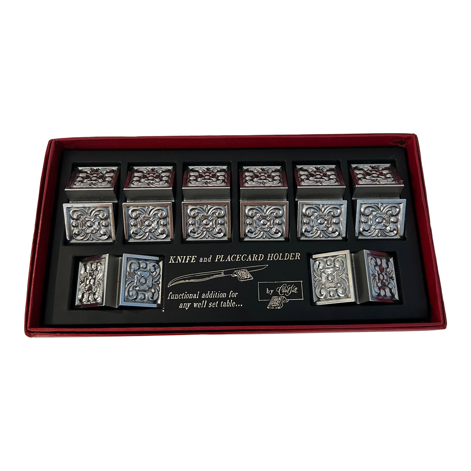 1970s Carvel Hall Silver Metal Knife/Place Card Holder, S/8 (1 of 5)