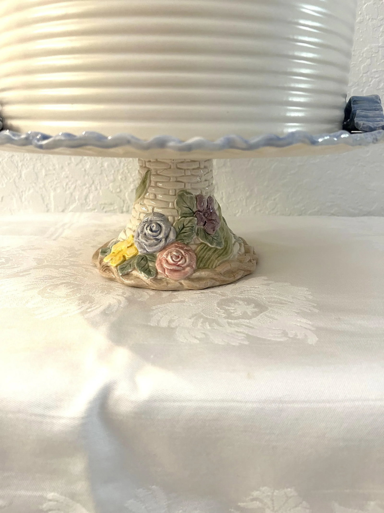 Vintage Traditional Ceramic "Happy Birthday" Domed Pedestal Cake Plate - 6