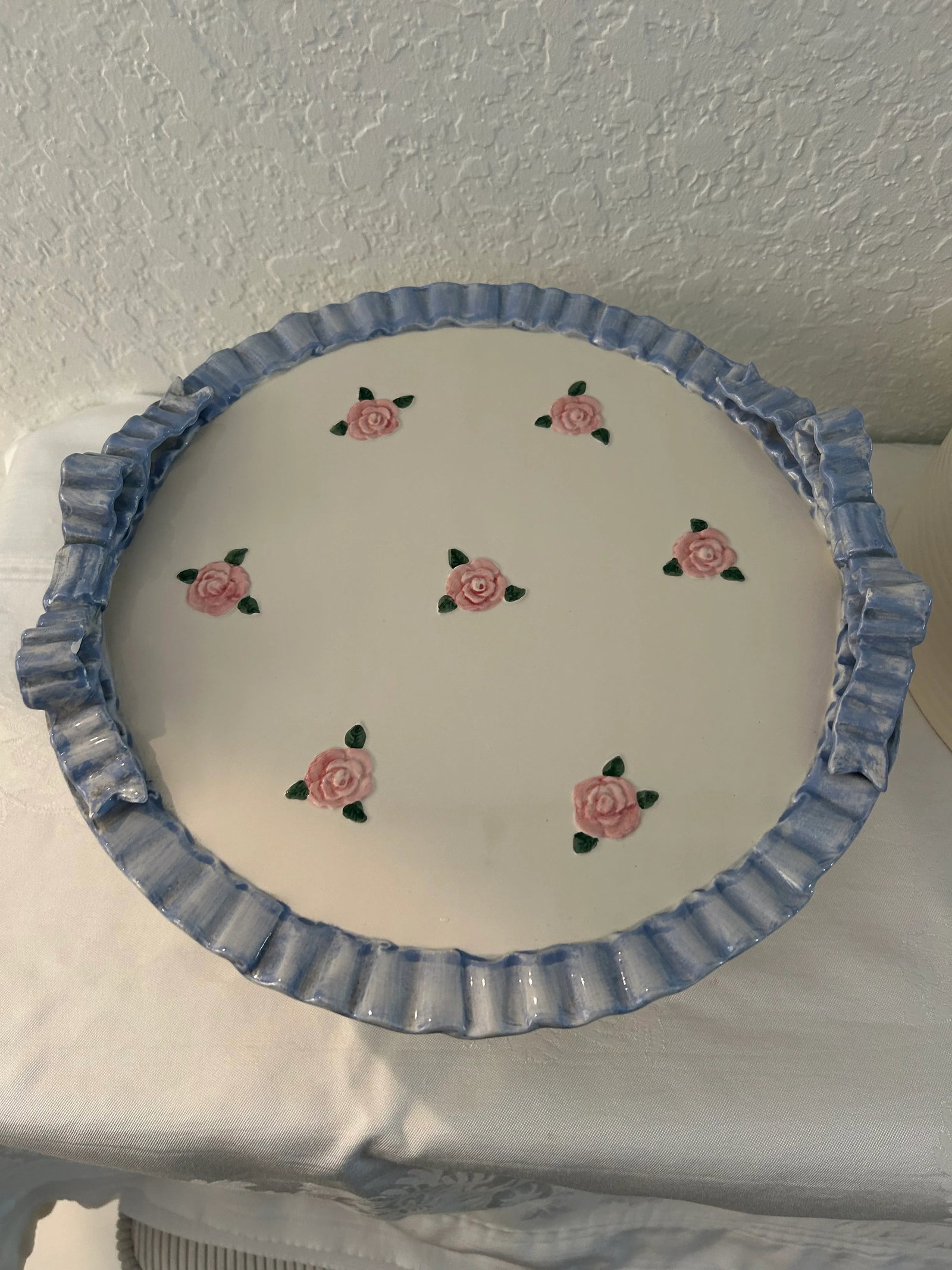 Vintage Traditional Ceramic "Happy Birthday" Domed Pedestal Cake Plate - 7