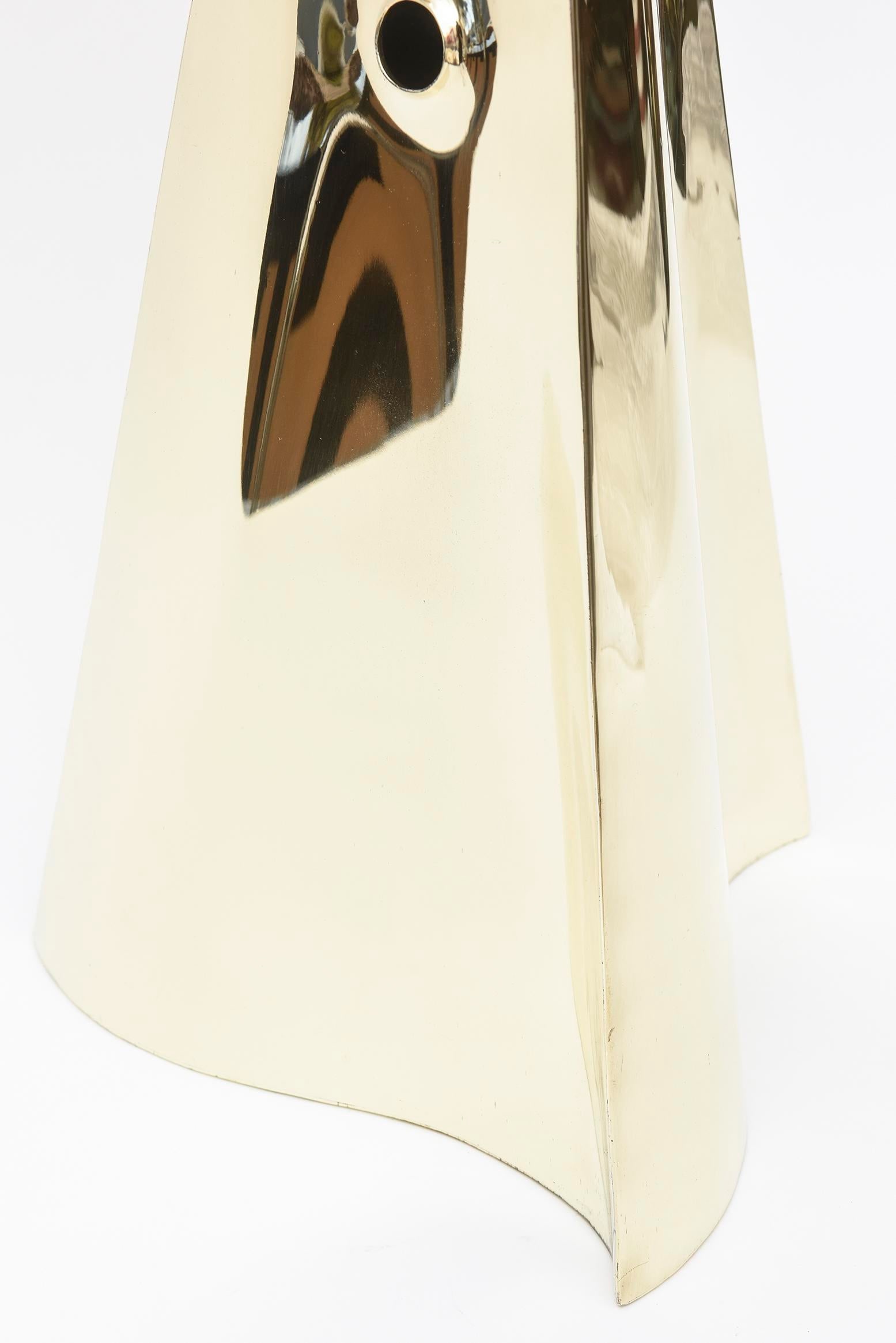 Vintage Pyramid Brass Triangle Sculpture With Random Holes - 6