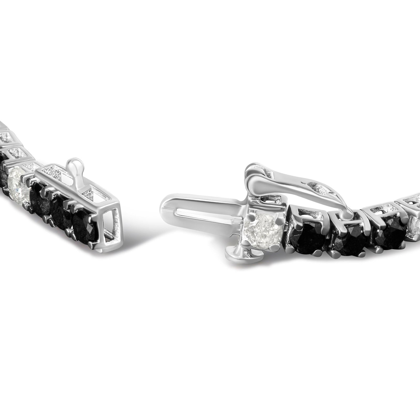 .925 Sterling Silver 6.0 Cttw Black and White Diamond Tennis Bracelet (I-J Color, I2-I3 Clarity) - 7 - 2