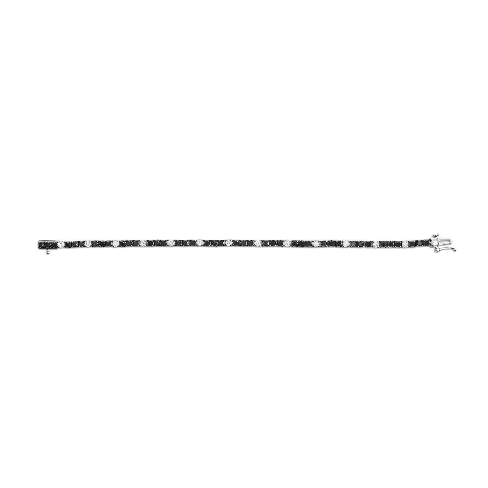 .925 Sterling Silver 6.0 Cttw Black and White Diamond Tennis Bracelet (I-J Color, I2-I3 Clarity) - 7 - 3