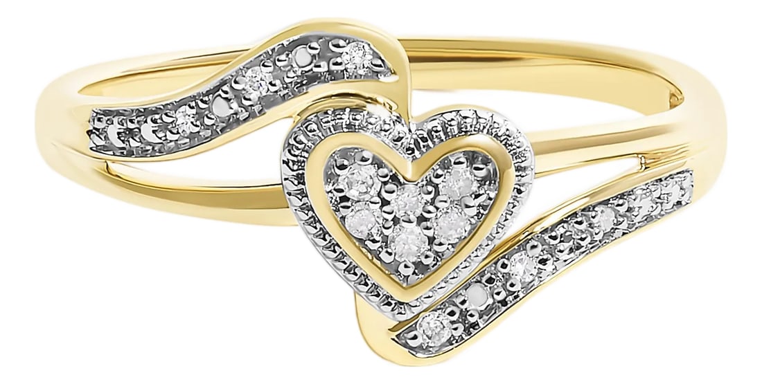 10K Yellow Gold Diamond Accent Filigree Heart Promise Ring (I-J Color, I3 Clarity)- Size 6.5: Crafted from the radiant warmth of 10K yellow gold, this exquisitely designed ring evokes a promise of timeless romance. At its heart lies a captivating filigree centerpiece, delicately shaped to