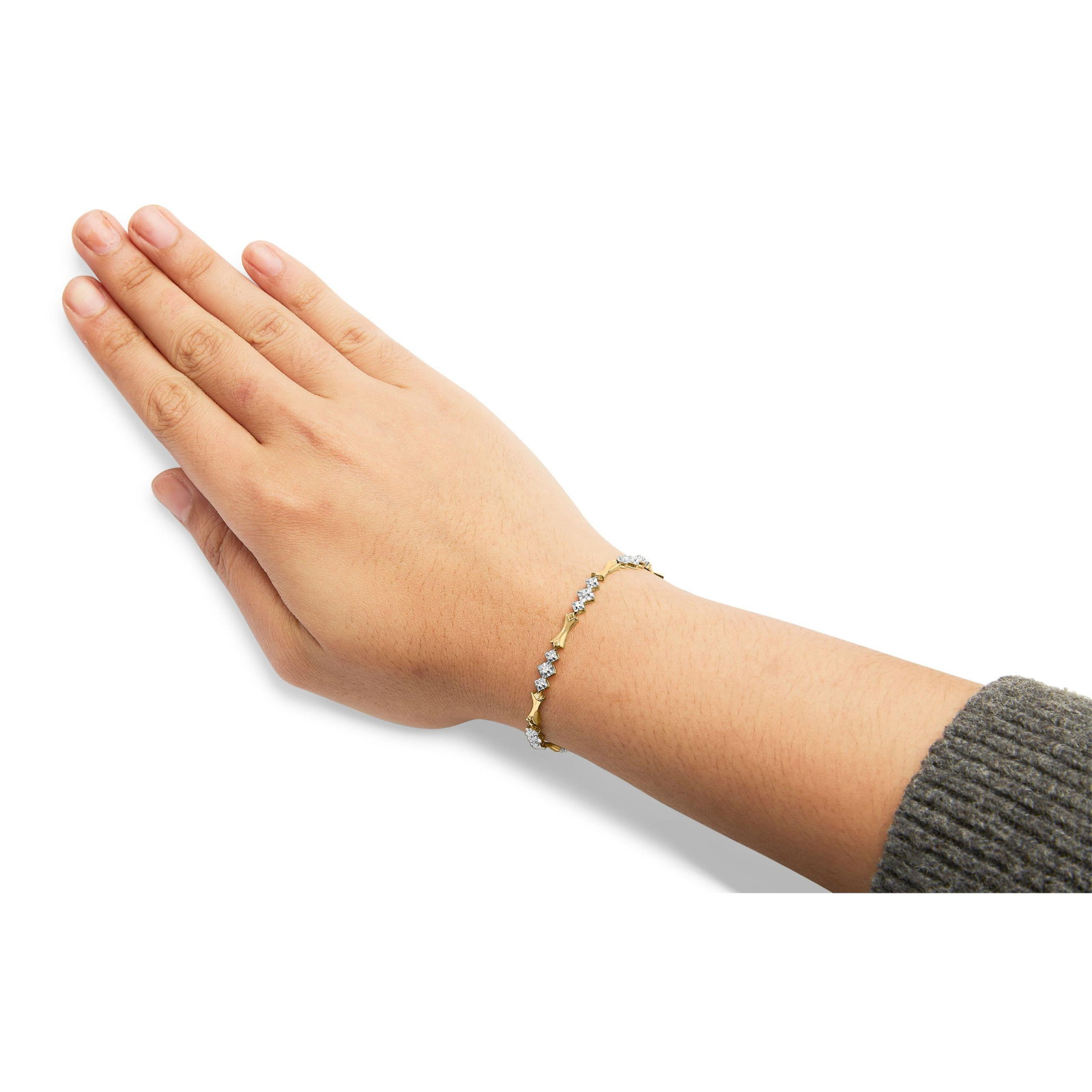 10k Gold 1/3 Cttw Diamond Miracle Set Alternating Bar and Link Bracelet (I-J Color, I1-I2 Clarity) - - 5