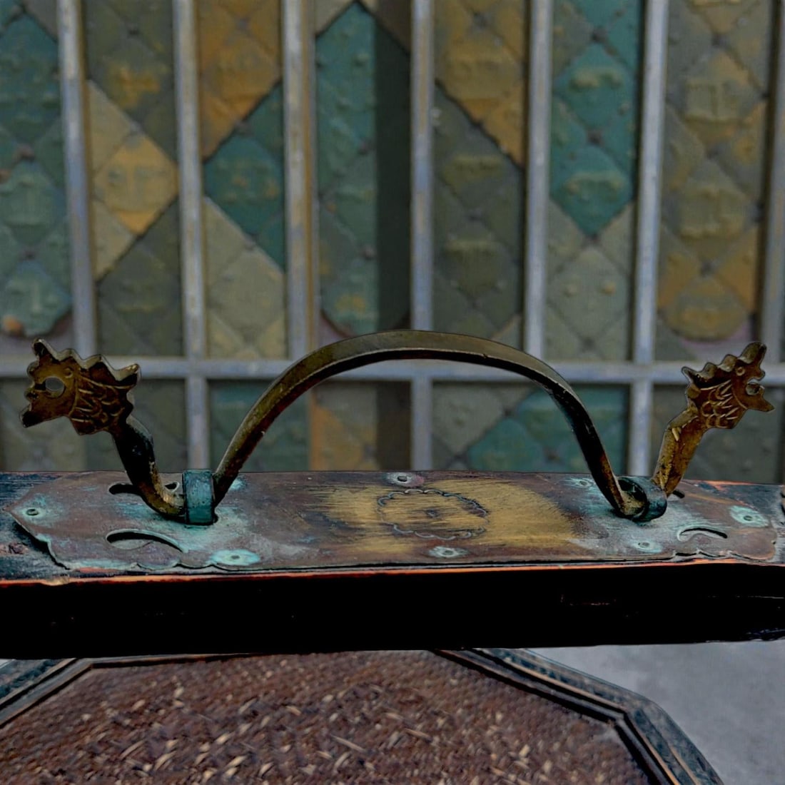 1950's 3 Tiered Octagonal Brass Handled Chinese Wedding Basket - 14