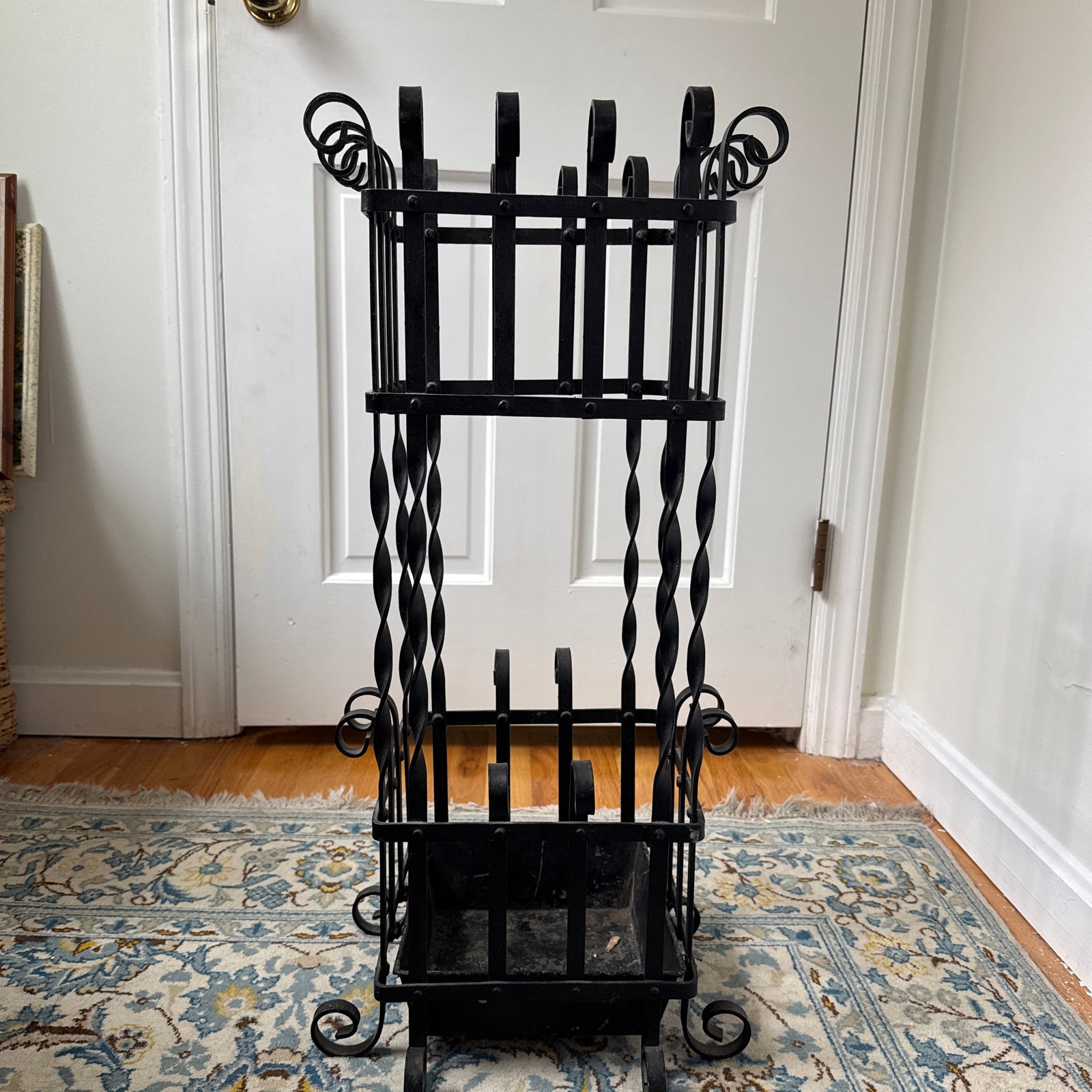 Mid 20th Century Black Wrought Iron Metal Umbrella Stand - 10