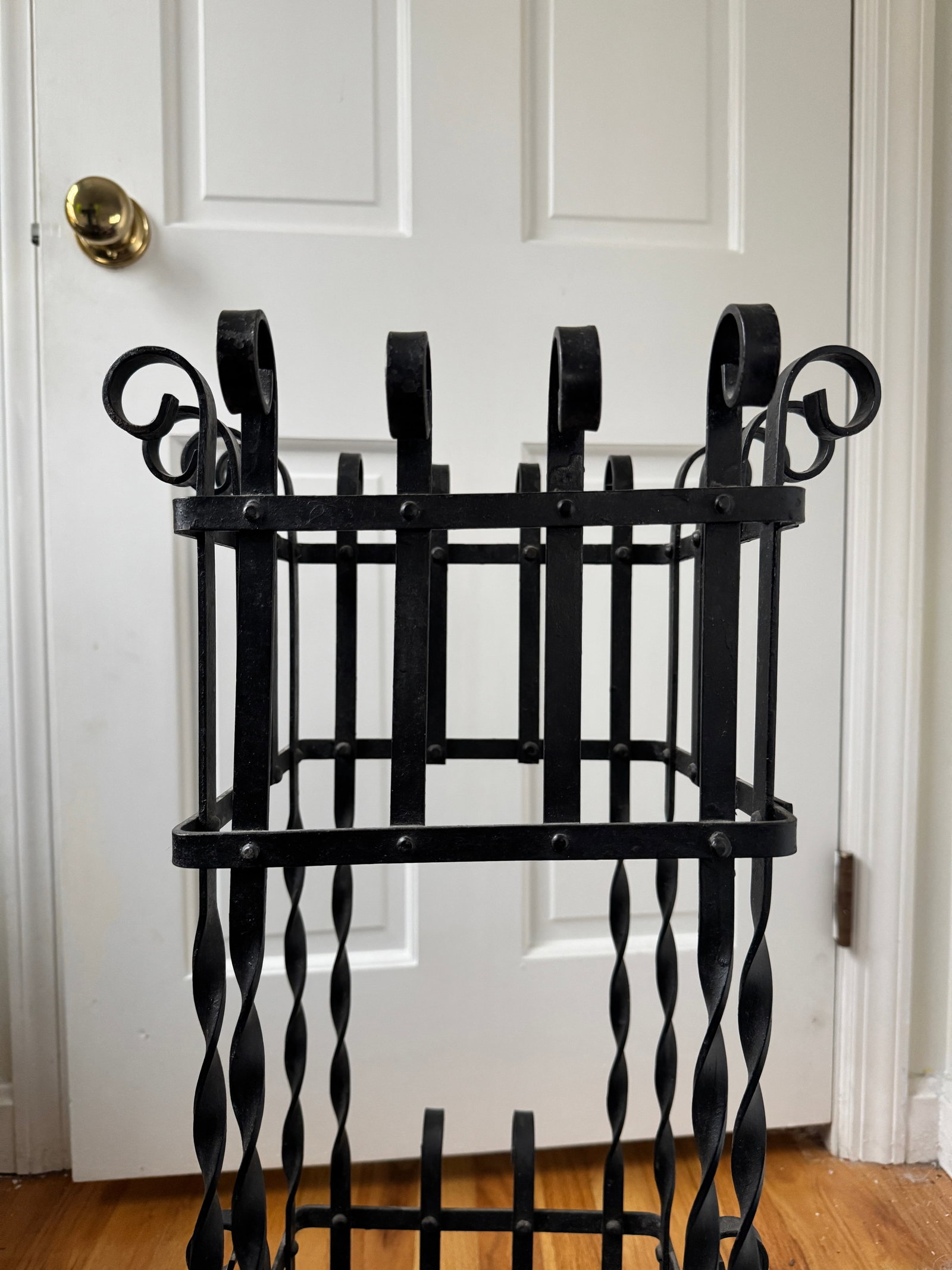 Mid 20th Century Black Wrought Iron Metal Umbrella Stand - 2
