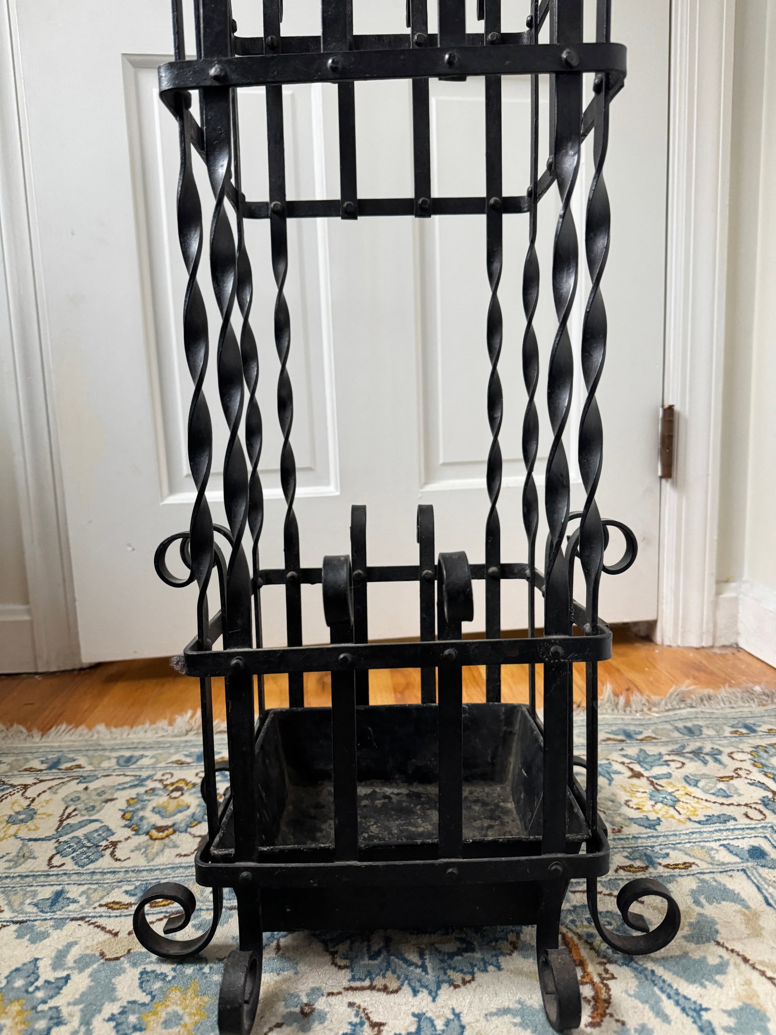 Mid 20th Century Black Wrought Iron Metal Umbrella Stand - 5