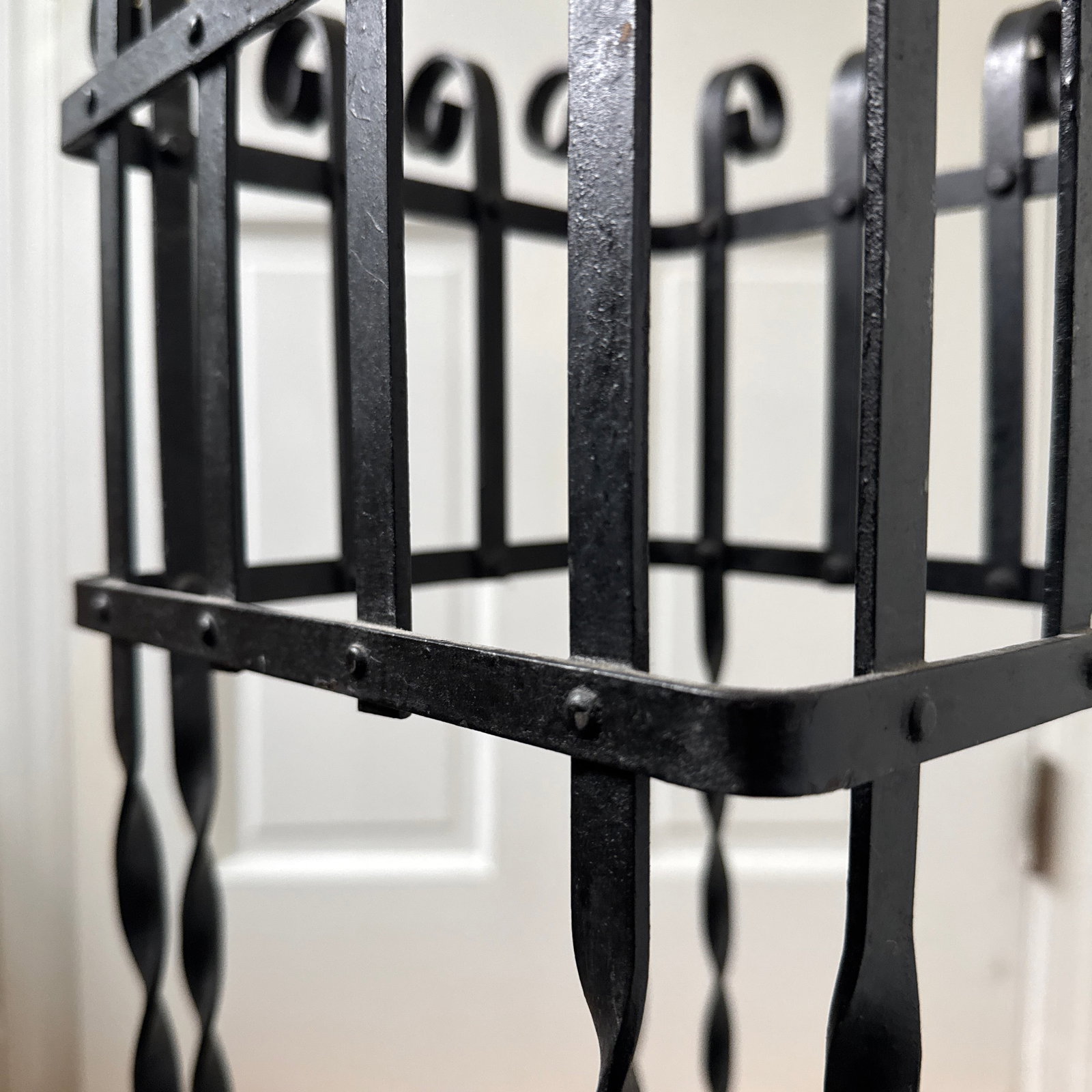 Mid 20th Century Black Wrought Iron Metal Umbrella Stand - 7